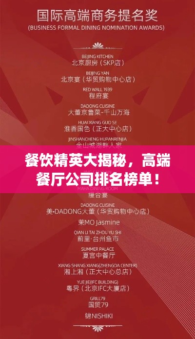 餐饮精英大揭秘，高端餐厅公司排名榜单！